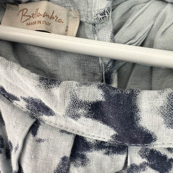 Bellambia Light Blue and Dark Blue Tie Dye Print Linen Halter Top Size S - Picture 3 of 4